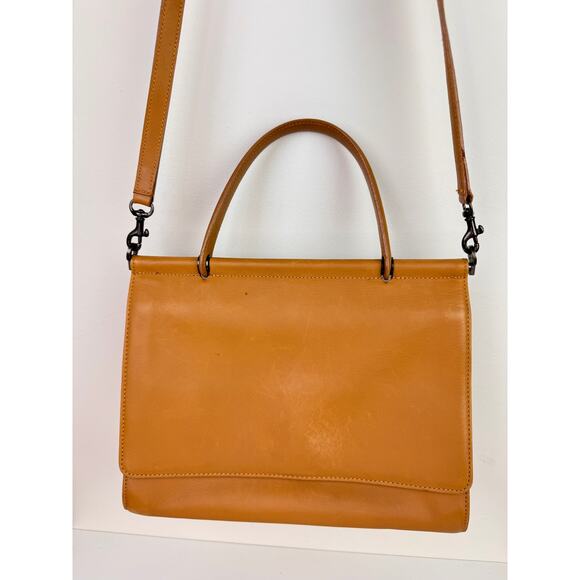 Vintage COACH Handbag Tan Leather Inner Pocket Magnetic Top Handle Crossbody Bag - Picture 3 of 15
